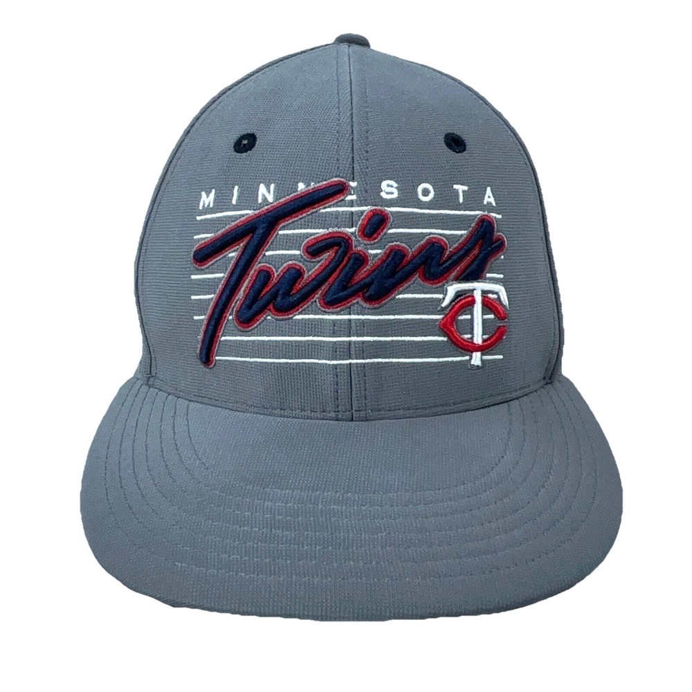 Minnesota Twins Hat Cap Stretch Fit Size S/M Gray Performance MLB Baseball Adult